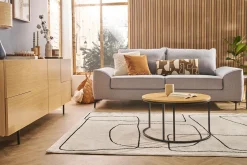 Canapé convertible design 3 places en tissu gris et métal noir GAEL