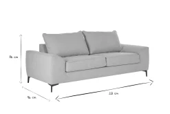 Canapé convertible design 3 places en tissu gris et métal noir GAEL
