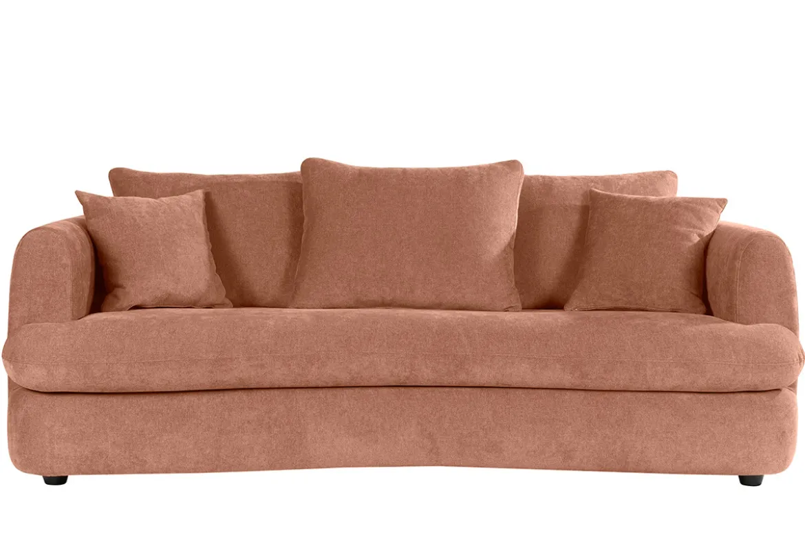 Canapé convertible déhoussable 3-4 places design haricot en tissu effet velours terre brûlée SACHA