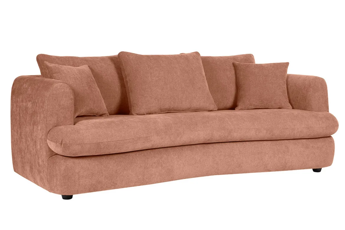 Canapé convertible déhoussable 3-4 places design haricot en tissu effet velours terre brûlée SACHA