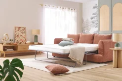 Canapé convertible déhoussable 3-4 places design haricot en tissu effet velours terre brûlée SACHA