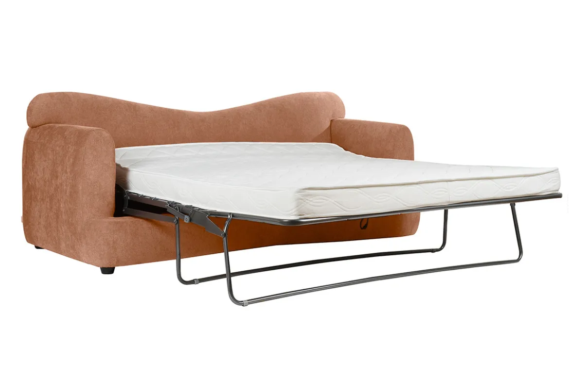 Canapé convertible déhoussable 3-4 places design haricot en tissu effet velours terre brûlée SACHA