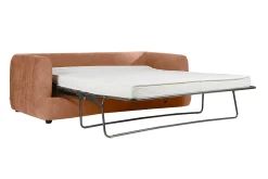 Canapé convertible déhoussable 3-4 places design haricot en tissu effet velours terre brûlée SACHA
