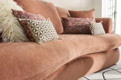 Canapé convertible déhoussable 3-4 places design haricot en tissu effet velours terre brûlée SACHA