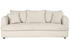Canapé convertible déhoussable 3-4 places design haricot en tissu effet velours beige clair SACHA
