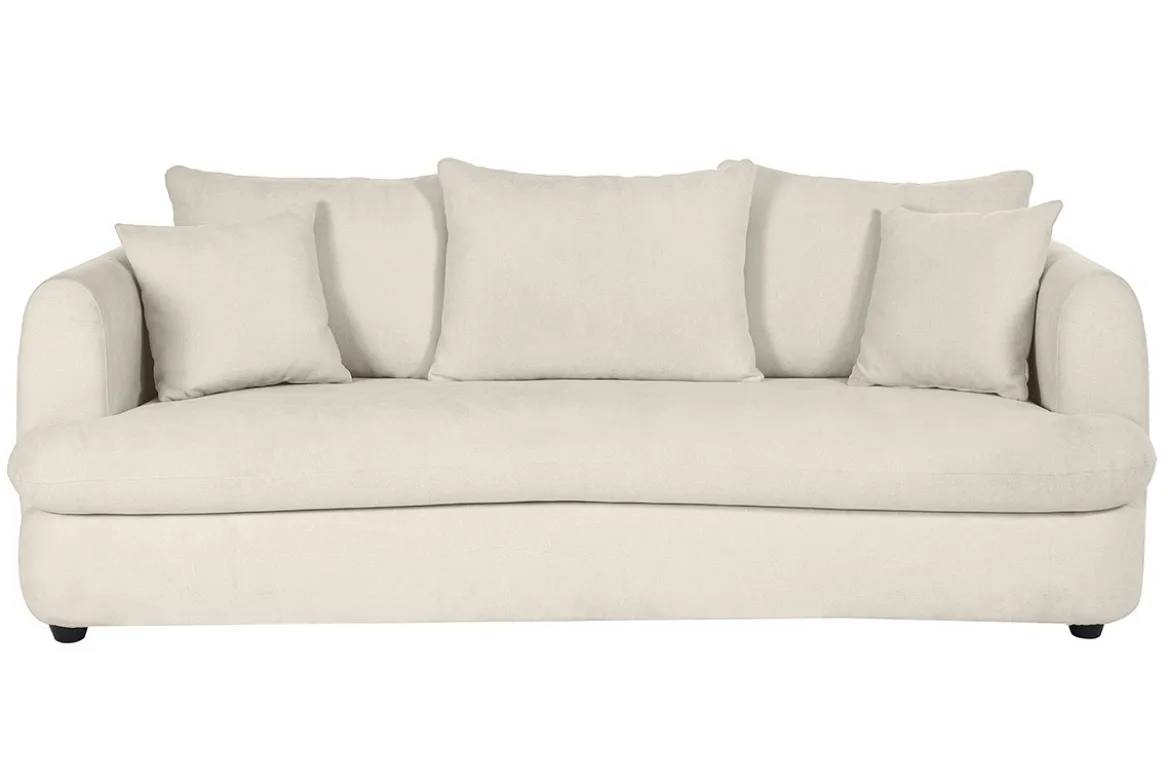Canapé convertible déhoussable 3-4 places design haricot en tissu effet velours beige clair SACHA