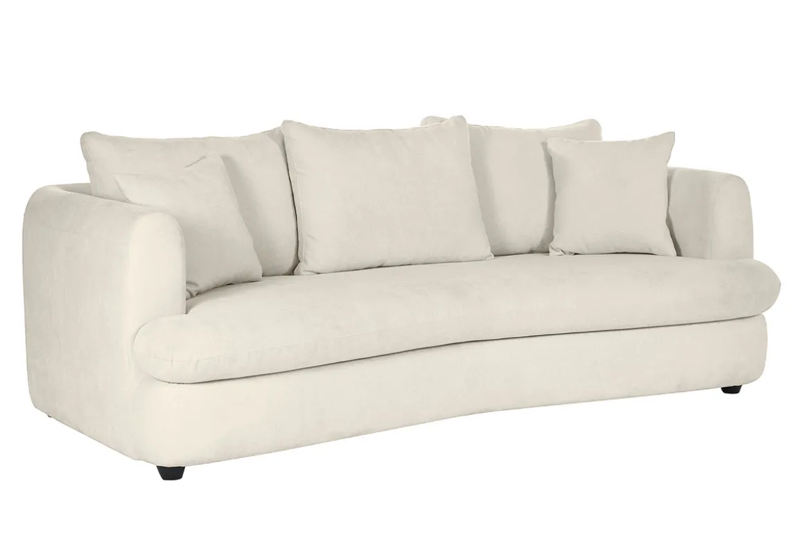 Canapé convertible déhoussable 3-4 places design haricot en tissu effet velours beige clair SACHA