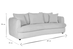 Canapé convertible déhoussable 3-4 places design haricot en tissu effet velours beige clair SACHA