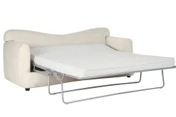 Canapé convertible déhoussable 3-4 places design haricot en tissu effet velours beige clair SACHA