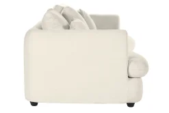 Canapé convertible déhoussable 3-4 places design haricot en tissu effet velours beige clair SACHA