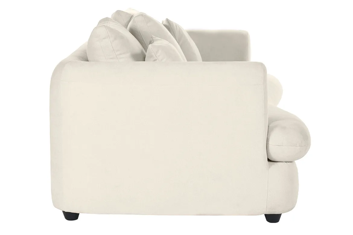 Canapé convertible déhoussable 3-4 places design haricot en tissu effet velours beige clair SACHA
