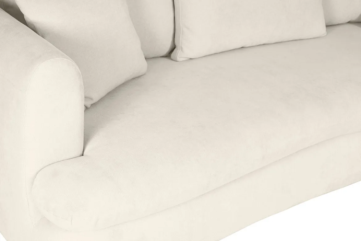 Canapé convertible déhoussable 3-4 places design haricot en tissu effet velours beige clair SACHA