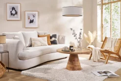 Canapé convertible déhoussable 3-4 places design haricot en tissu effet velours beige clair SACHA
