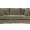 Canapé convertible déhoussable 3-4 places design haricot en tissu effet velours texturé vert kaki SACHA