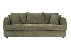 Canapé convertible déhoussable 3-4 places design haricot en tissu effet velours texturé vert kaki SACHA
