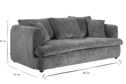 Canapé convertible déhoussable 3-4 places design haricot en tissu effet velours texturé vert kaki SACHA