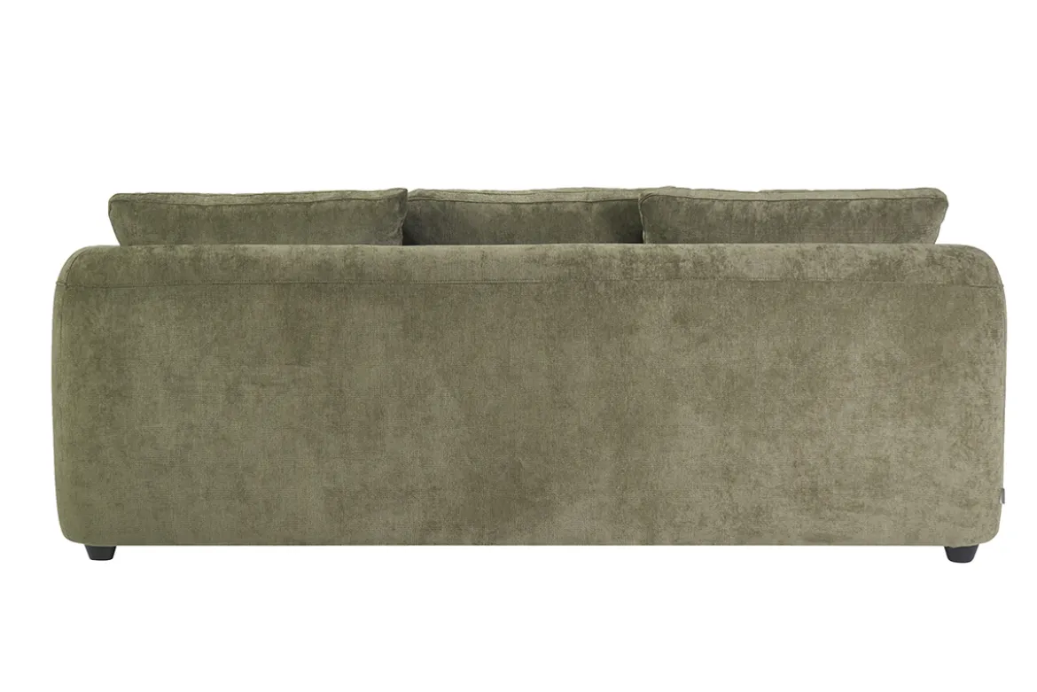 Canapé convertible déhoussable 3-4 places design haricot en tissu effet velours texturé vert kaki SACHA