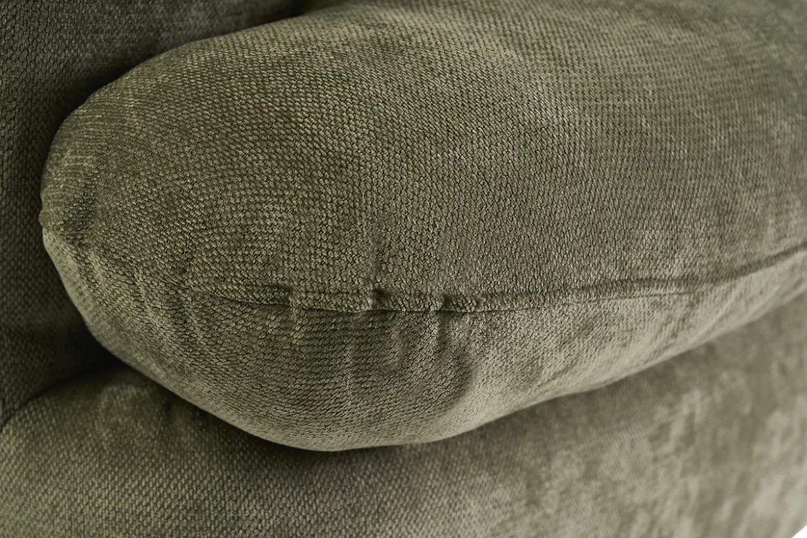 Canapé convertible déhoussable 3-4 places design haricot en tissu effet velours texturé vert kaki SACHA