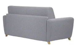 Canapé convertible en tissu gris clair et bois clair avec matelas 18 cm GRAHAM