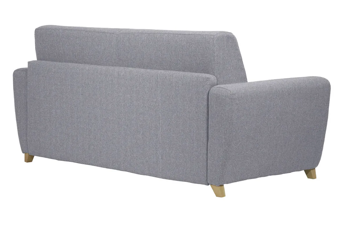 Canapé convertible en tissu gris clair et bois clair avec matelas 18 cm GRAHAM