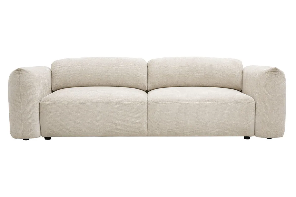 Canapé convertible 4 places avec coffre en tissu velours chenille beige SWELL