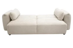 Canapé convertible 4 places avec coffre en tissu velours chenille beige SWELL