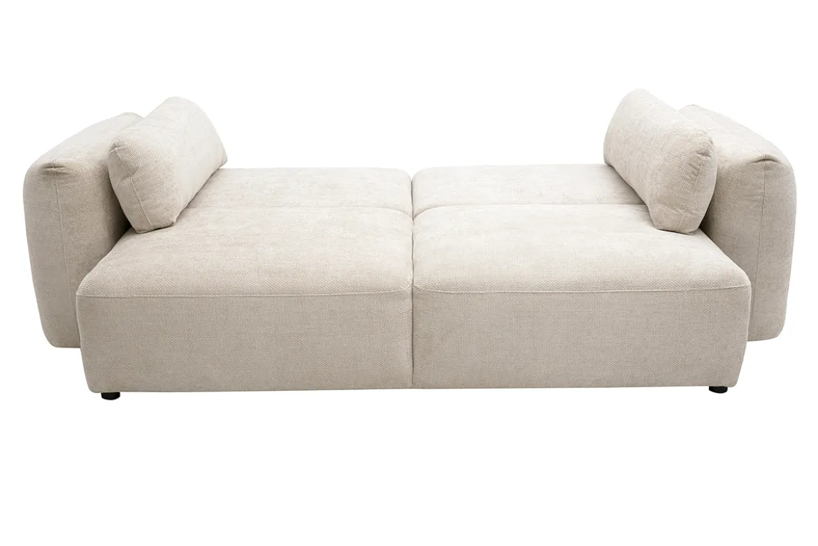 Canapé convertible 4 places avec coffre en tissu velours chenille beige SWELL