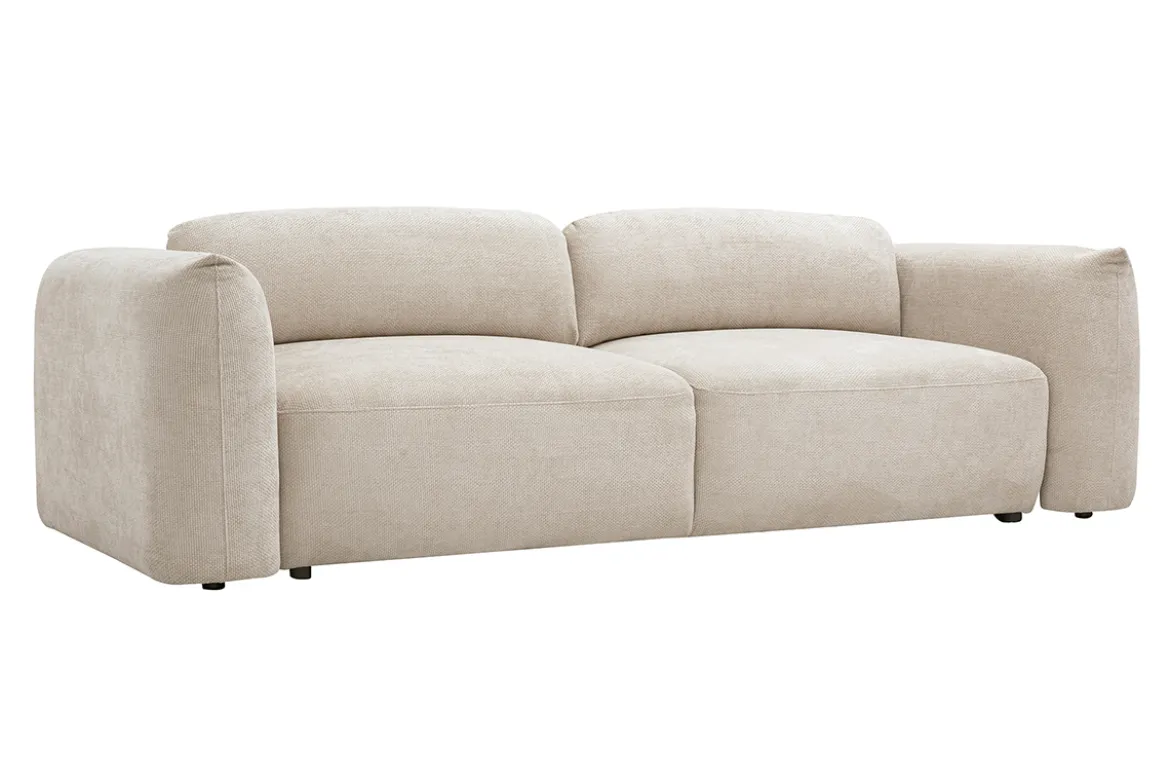 Canapé convertible 4 places avec coffre en tissu velours chenille beige SWELL