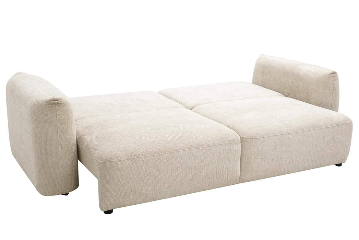 Canapé convertible 4 places avec coffre en tissu velours chenille beige SWELL