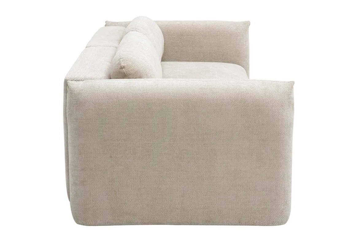 Canapé convertible 4 places avec coffre en tissu velours chenille beige SWELL