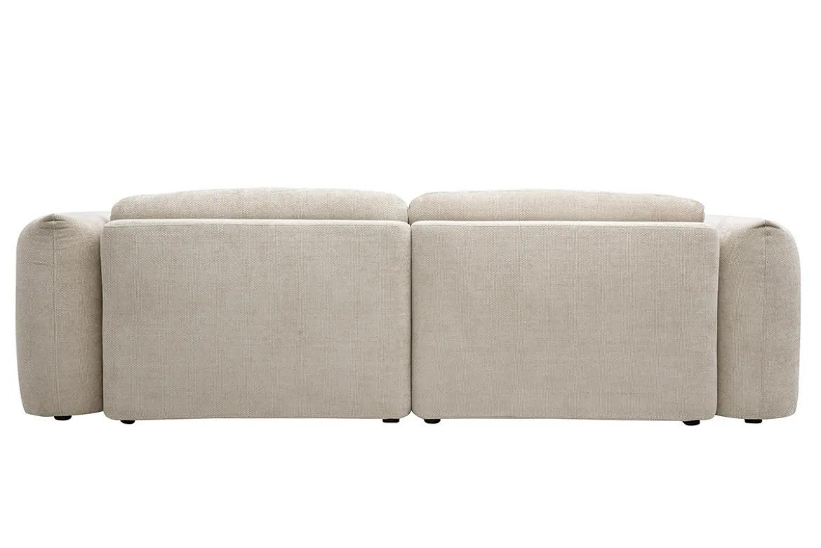 Canapé convertible 4 places avec coffre en tissu velours chenille beige SWELL