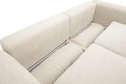 Canapé convertible 4 places avec coffre en tissu velours chenille beige SWELL