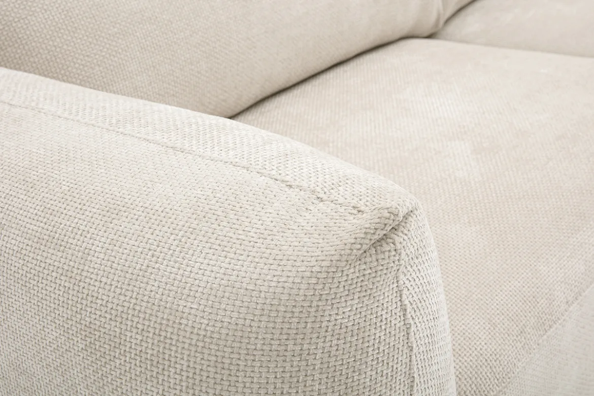 Canapé convertible 4 places avec coffre en tissu velours chenille beige SWELL