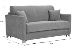 Canapé convertible 3 places en tissu effet velours terre brûlée et bois clair avec matelas 18 cm SKANDY