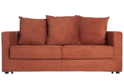 Canapé convertible 3 places en tissu velours côtelé terracotta avec matelas 13 cm BACIO