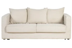 Canapé convertible 3 places en tissu velours côtelé beige avec matelas 13 cm BACIO