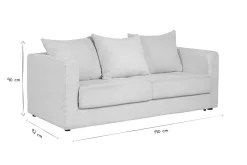Canapé convertible 3 places en tissu velours côtelé beige avec matelas 13 cm BACIO