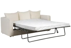 Canapé convertible 3 places en tissu velours côtelé beige avec matelas 13 cm BACIO