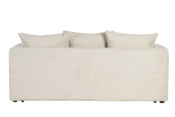 Canapé convertible 3 places en tissu velours côtelé beige avec matelas 13 cm BACIO