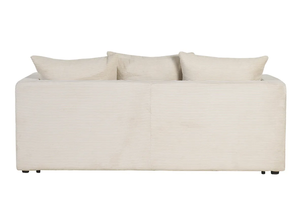 Canapé convertible 3 places en tissu velours côtelé beige avec matelas 13 cm BACIO