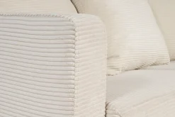 Canapé convertible 3 places en tissu velours côtelé beige avec matelas 13 cm BACIO