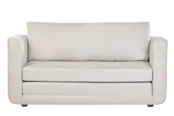 Canapé convertible 2 places en tissu effet velours texturé beige LEON