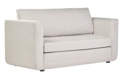 Canapé convertible 2 places en tissu effet velours texturé beige LEON