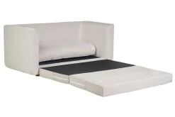 Canapé convertible 2 places en tissu effet velours texturé beige LEON