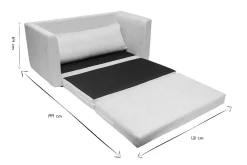 Canapé convertible 2 places en tissu effet velours texturé beige LEON