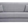 Canapé convertible 3 places en tissu gris clair et bois clair avec matelas 18 cm SKANDY