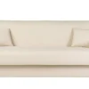 Canapé convertible 3 places en tissu beige et bois clair avec matelas 18 cm SKANDY