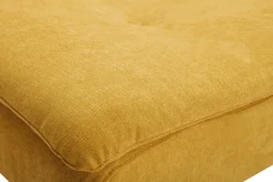 Canapé convertible 3 places en tissu effet velours jaune moutarde et bois clair SENSO