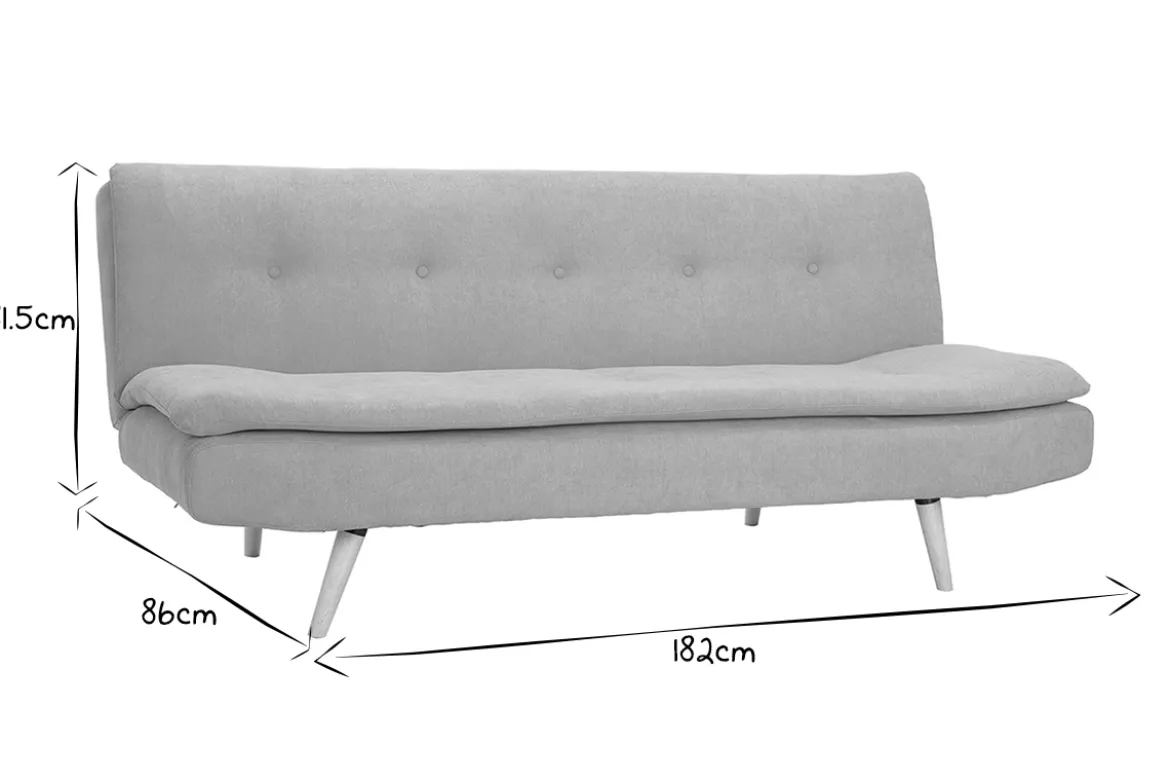 Canapé convertible 3 places en tissu effet velours jaune moutarde et bois clair SENSO
