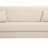 Canapé convertible 3 places en tissu beige et bois clair avec matelas 13 cm SKANDY